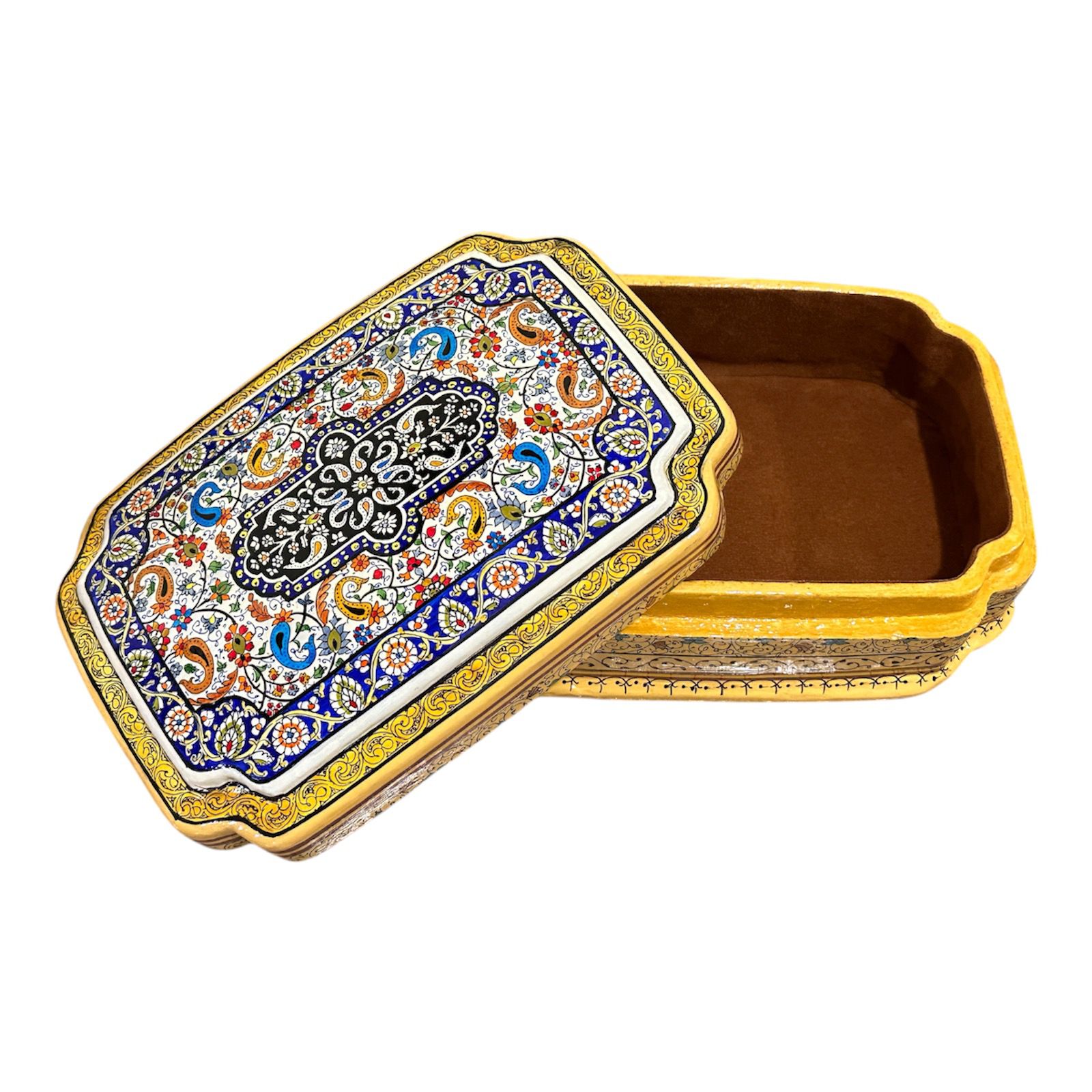 Paper Mache Box,Vintage paper mache Box,Pure Gold work,antique paper mache box kashmir,hand painted jewellery box,1970's made in India